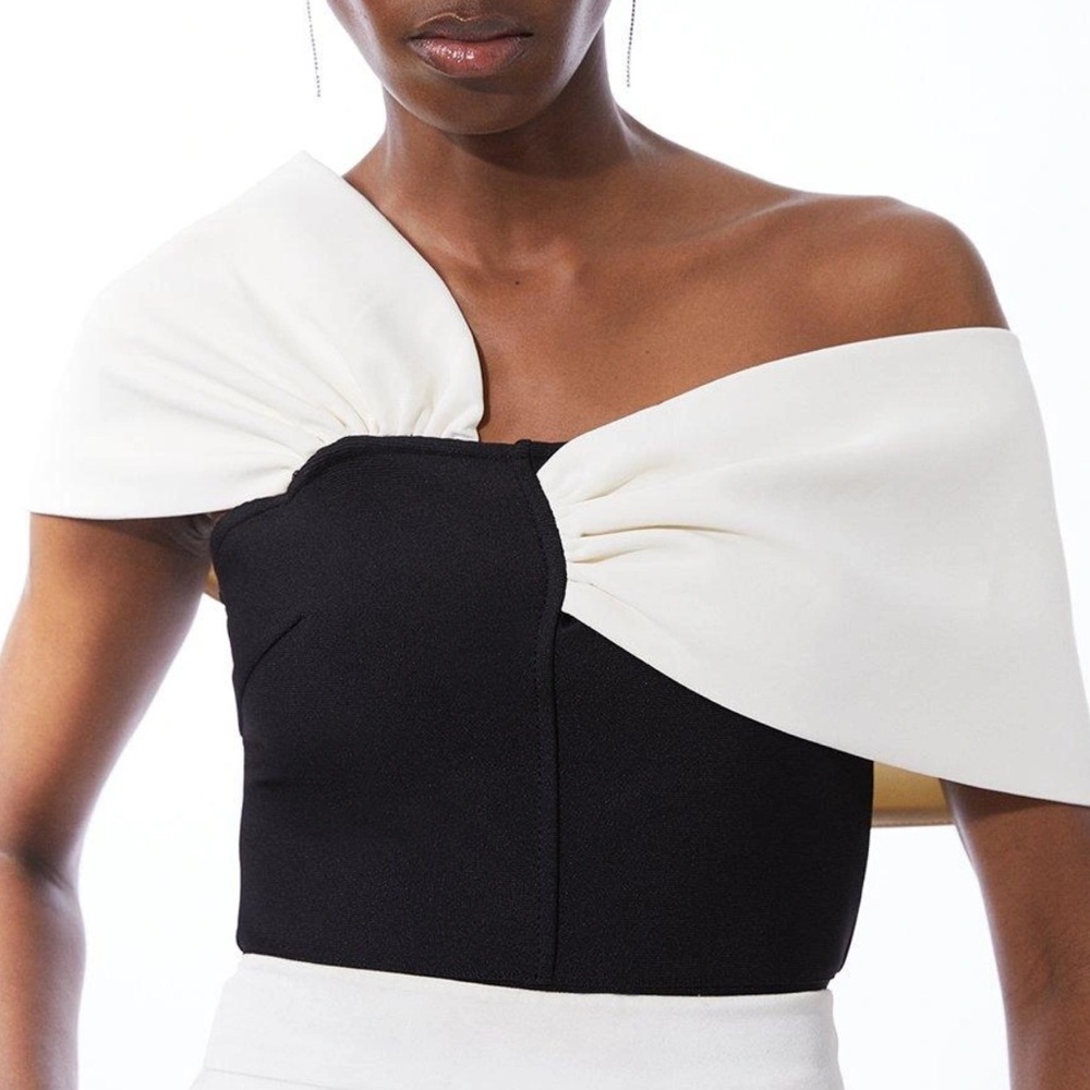 NWT Karen Millen Figure Form Bandage Knit Asymmetric Strap Top